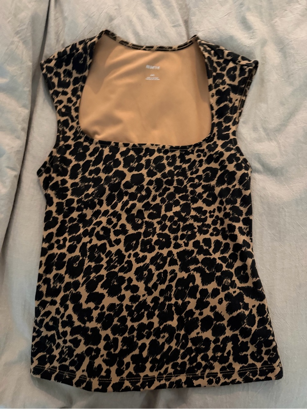 Maeve Leopard Print Square Neck Tank in Tan and Black